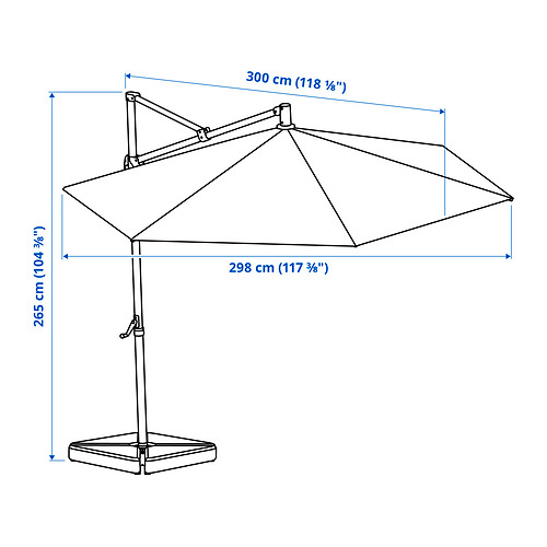 HISSÖ parasol, hanging with base