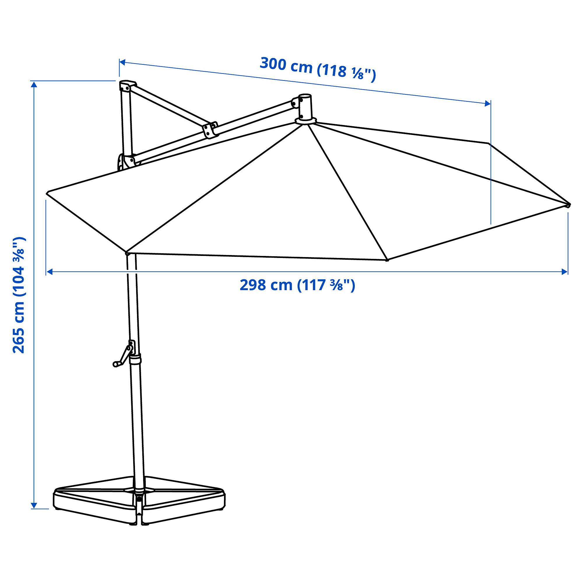 HISSÖ parasol, hanging with base