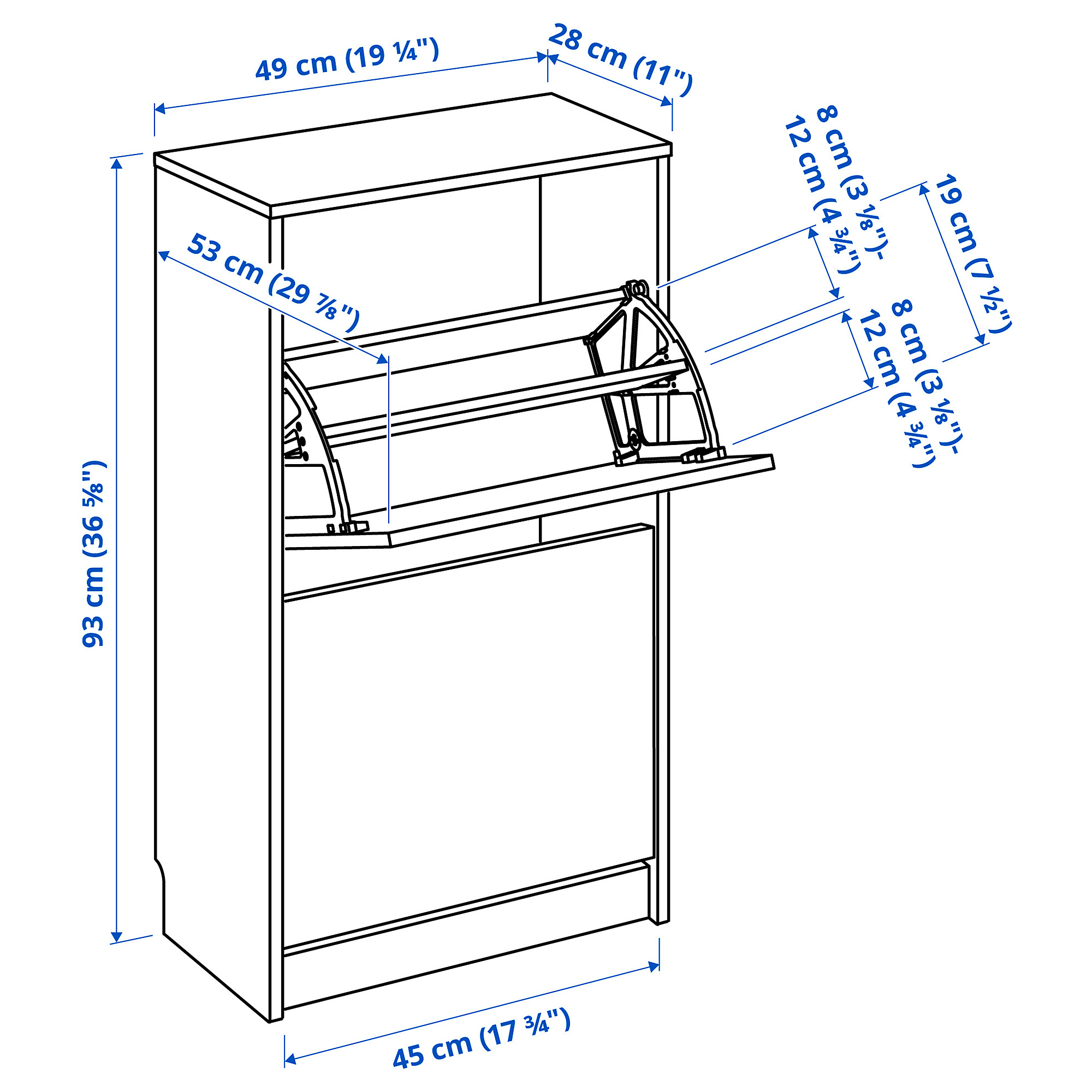 BISSA shoe cabinet with 2 compartments