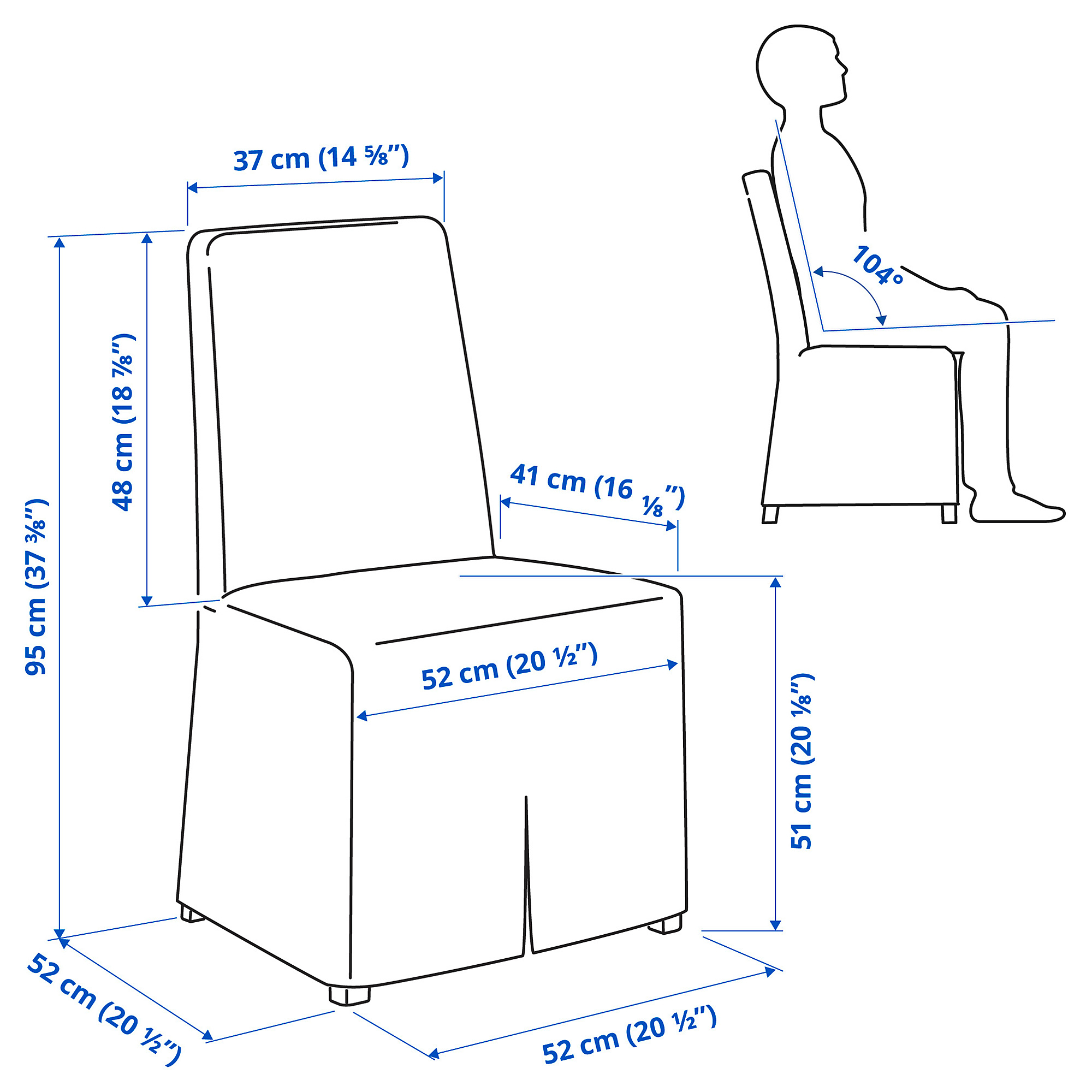 BERGMUND chair with long cover