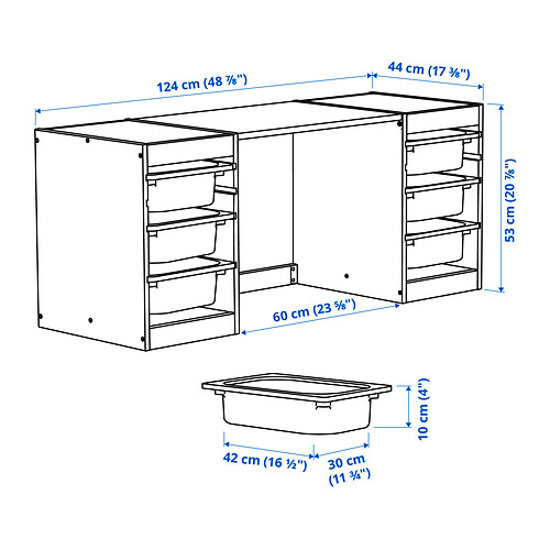 TROFAST desk with mesh storage boxes