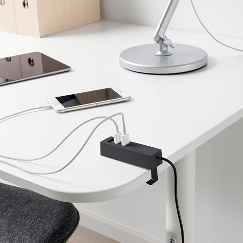 LÖRBY USB charger with clamp