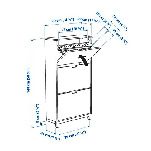 STÄLL shoe cabinet with 3 compartments