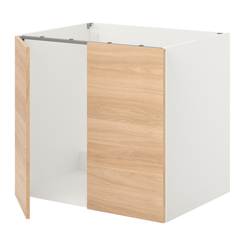 ENHET - base cabinet for sink w doors, white/oak effect | IKEA Taiwan Online - PE815502_S4