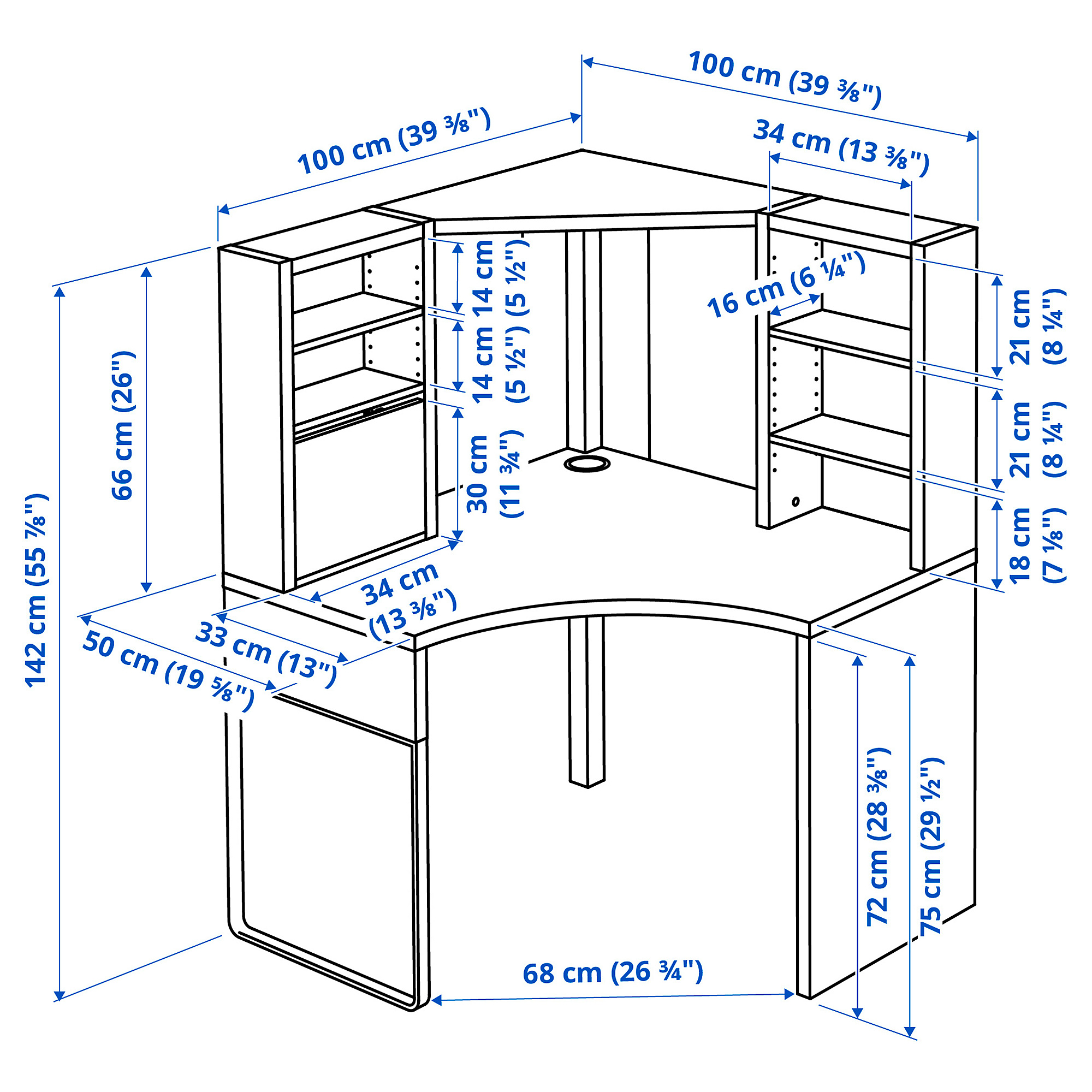 MICKE corner workstation