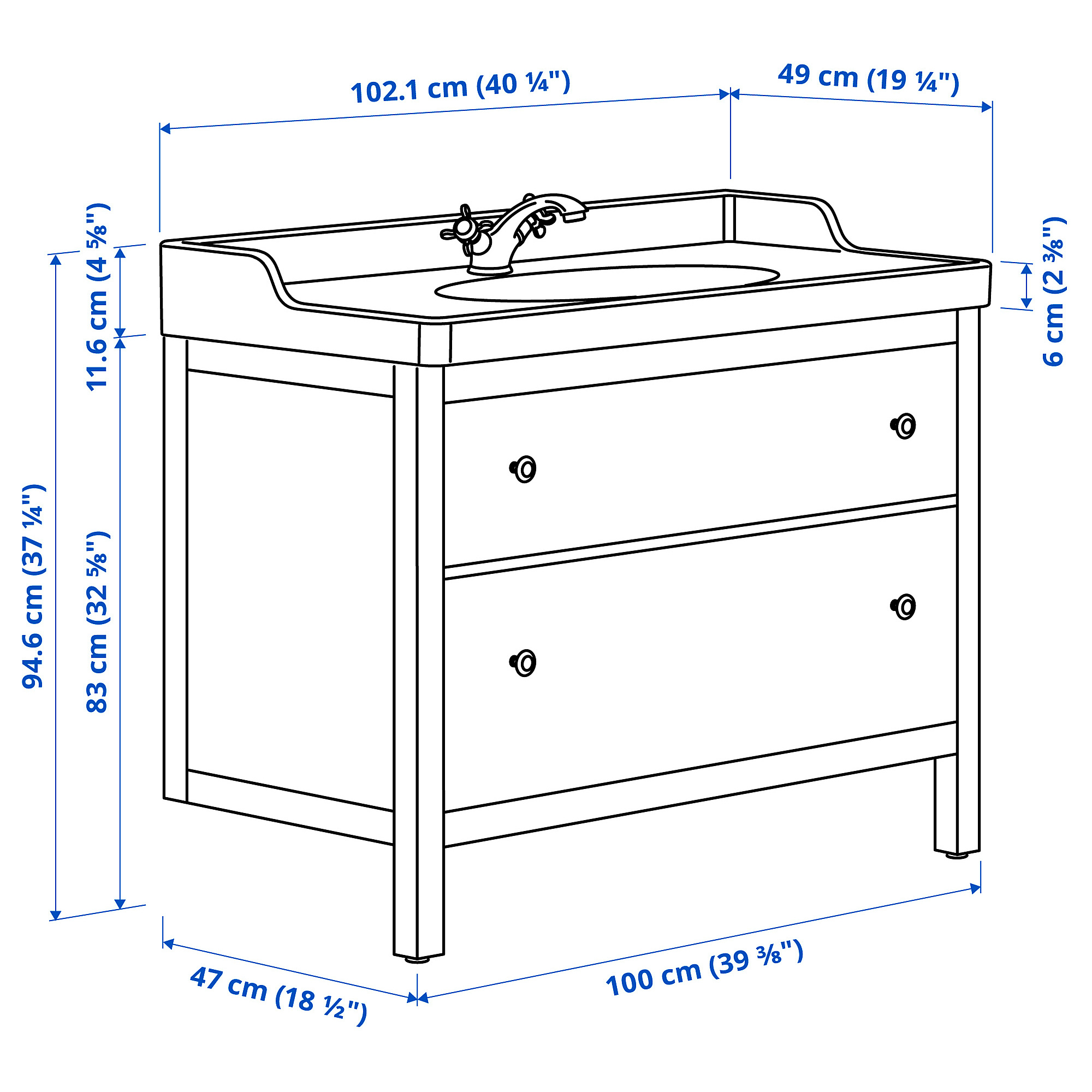 HEMNES/RUTSJÖN 洗臉盆櫃附抽屜/洗臉盆/水龍頭