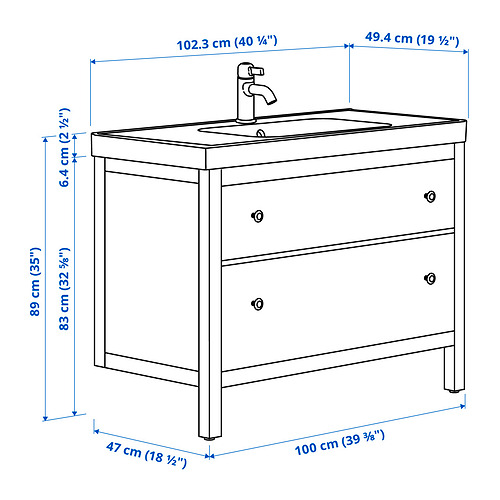 HEMNES/ORRSJÖN 洗臉盆櫃附抽屜/洗臉盆/水龍頭