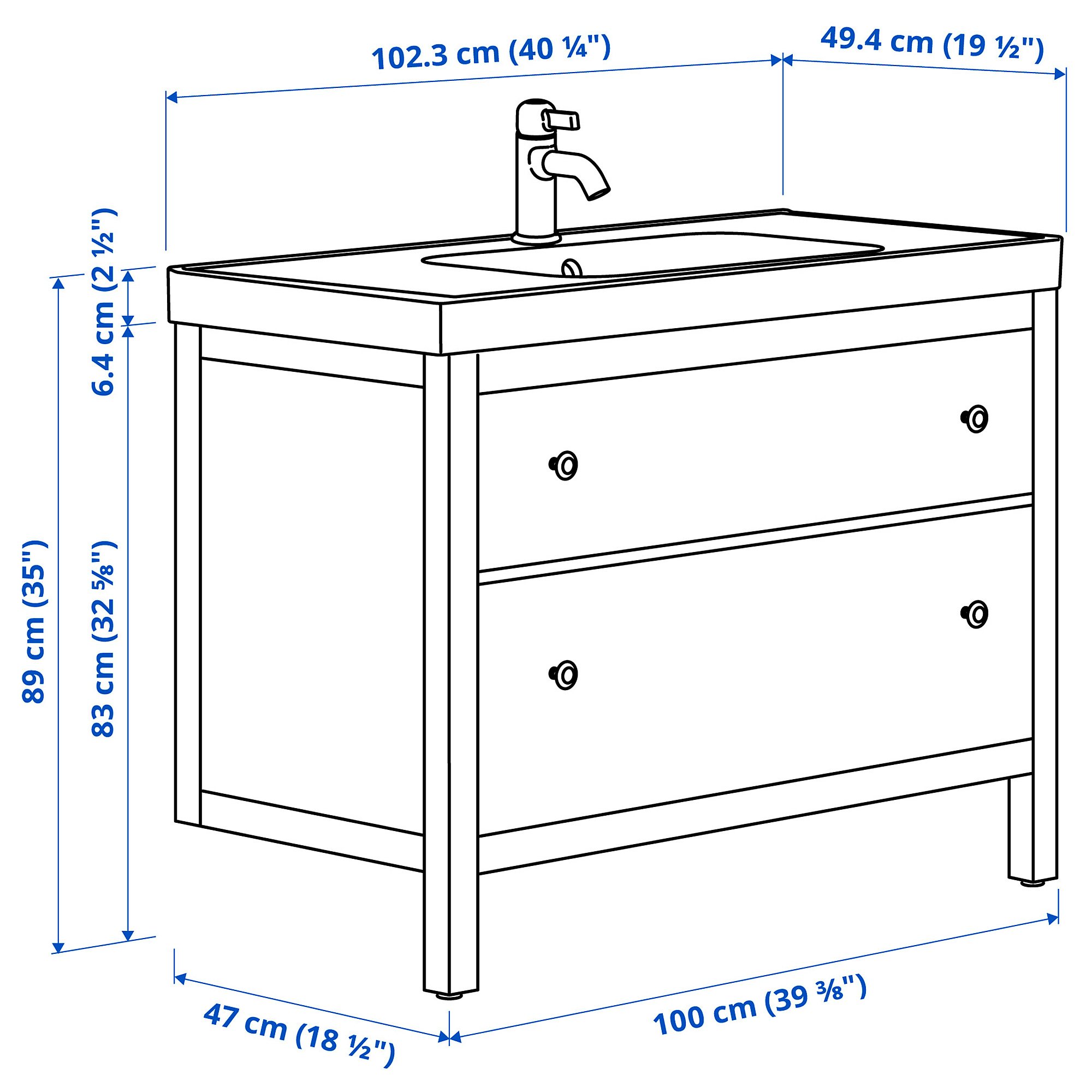 HEMNES/ORRSJÖN 洗臉盆櫃附抽屜/洗臉盆/水龍頭