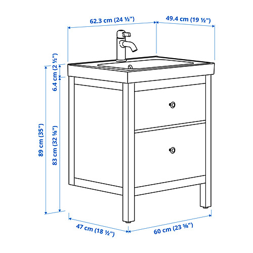 HEMNES/ORRSJÖN 洗臉盆櫃附抽屜/洗臉盆/水龍頭