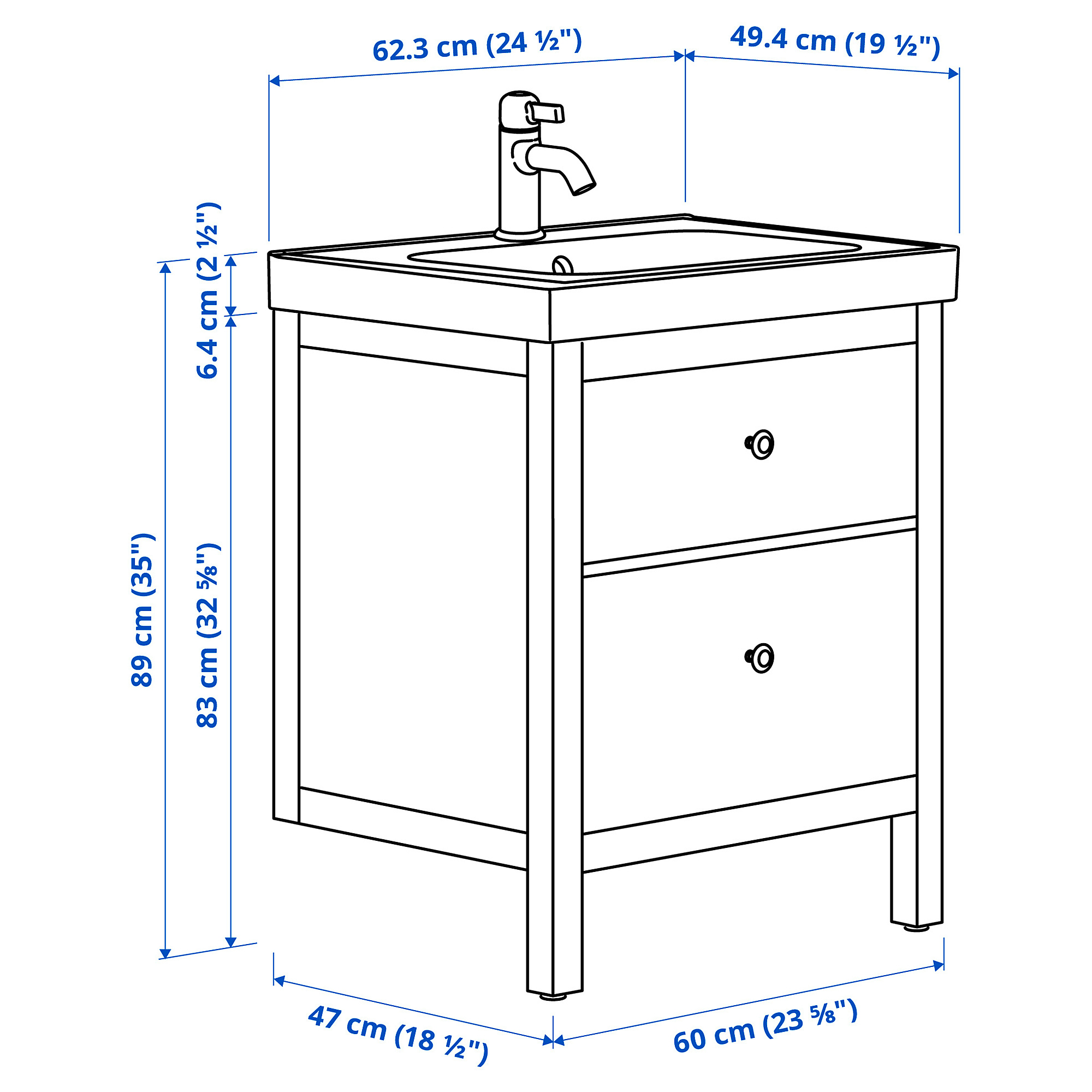 HEMNES/ORRSJÖN 洗臉盆櫃附抽屜/洗臉盆/水龍頭