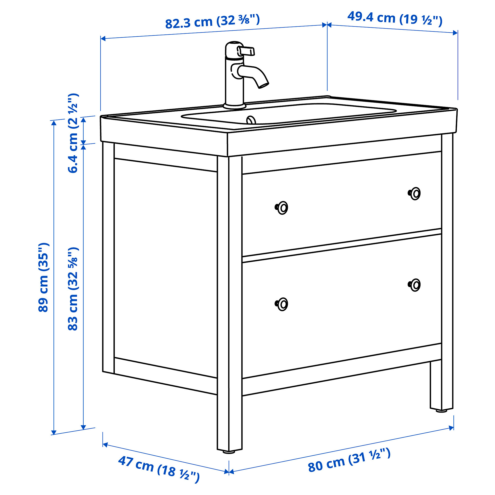 HEMNES/ORRSJÖN 洗臉盆櫃附抽屜/洗臉盆/水龍頭
