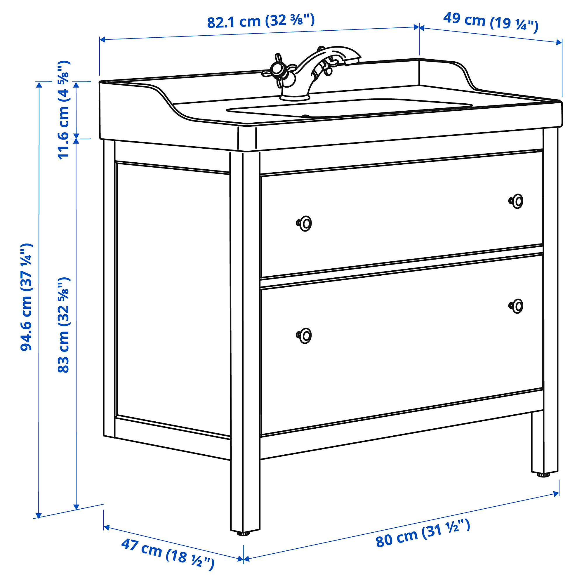 HEMNES/RUTSJÖN 洗臉盆櫃附抽屜/洗臉盆/水龍頭