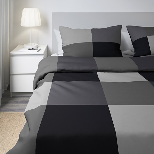 BRUNKRISSLA duvet cover and 2 pillowcases