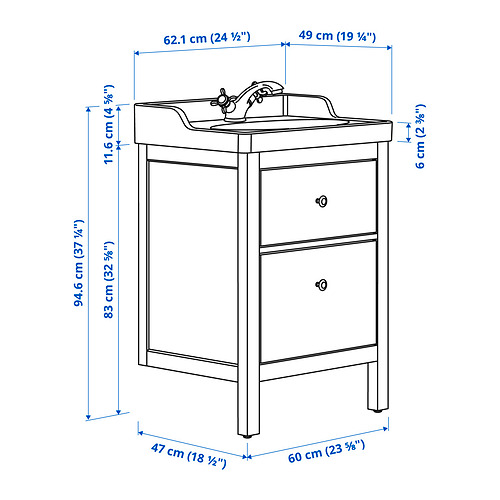 HEMNES/RUTSJÖN 洗臉盆櫃附抽屜/洗臉盆/水龍頭