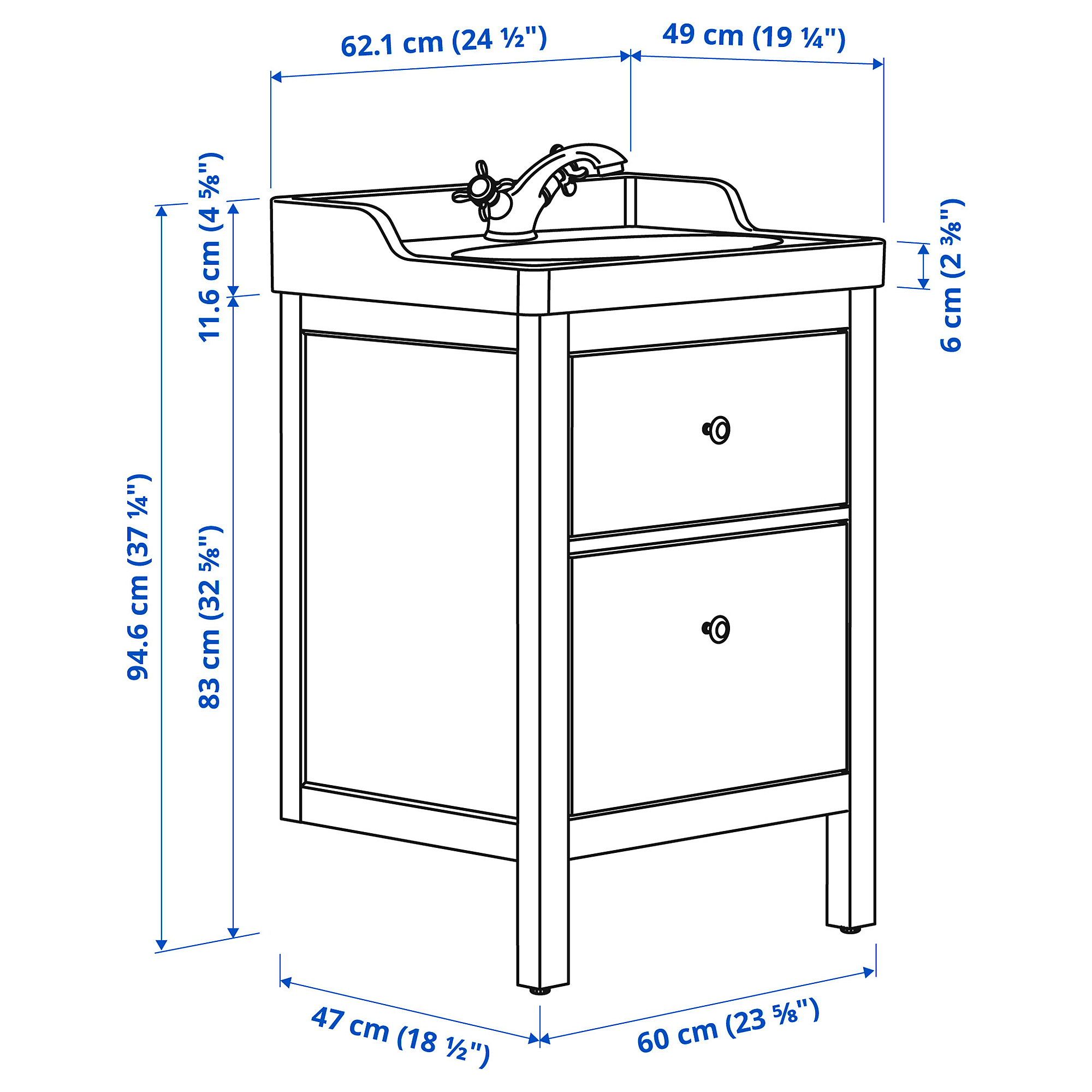 HEMNES/RUTSJÖN 洗臉盆櫃附抽屜/洗臉盆/水龍頭