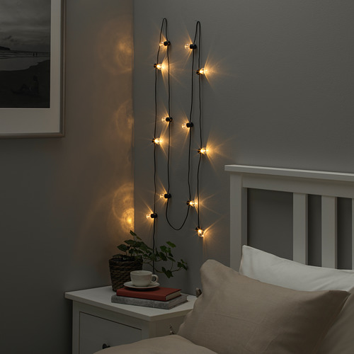 SNÖYRA LED string light with 40 lights, indoor, battery operated silver  color - IKEA