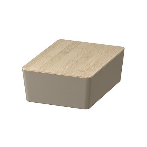 KUGGIS - 附蓋收納盒, 深米灰色/竹, 18x26x8 公分 | IKEA 線上購物 - PE962295_S4