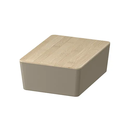 KUGGIS - 附蓋收納盒, 深米灰色/竹, 18x26x8 公分 | IKEA 線上購物 - PE962295_S4