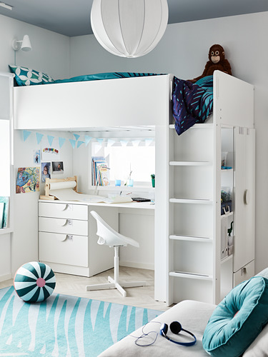 SMÅSTAD - loft bed, white with frame/with desk with 4 drawers | IKEA Taiwan Online - PH176417_S4