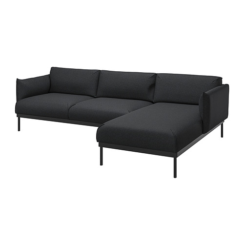ÄPPLARYD - 3-seat sofa with chaise longue, Gunnared black/grey | IKEA Taiwan Online - PE932246_S4