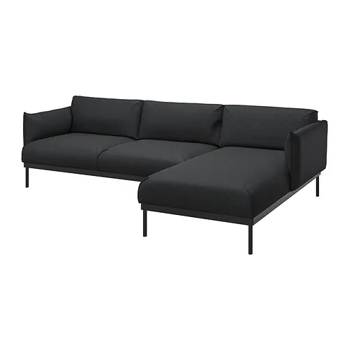 ÄPPLARYD - 三人座沙發附躺椅，Gunnared 黑色/灰色 | IKEA 線上購物 - PE932246_S4