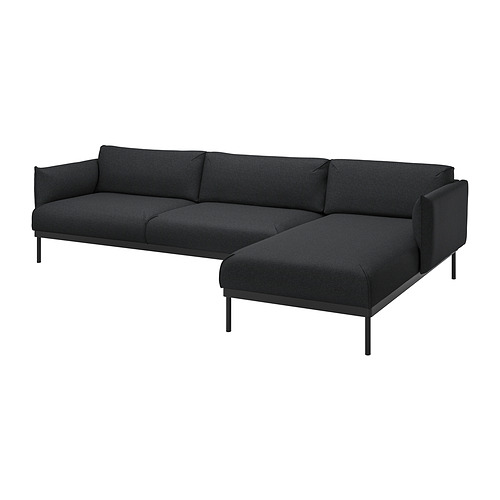 ÄPPLARYD - 4-seat sofa with chaise longue, Gunnared black/grey | IKEA Taiwan Online - PE932247_S4
