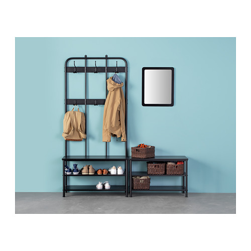 PINNIG - 收納鞋凳附衣帽架, 黑色 | IKEA 線上購物 - PH144025_S4