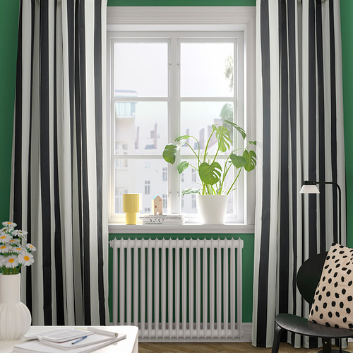 SLÅNHÖSTMAL curtains, 1 pair