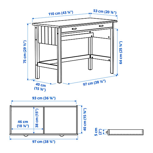 BRYTNING desk with add-on unit