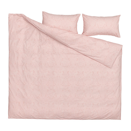 JÄTTEVALLMO - 雙人被套組, 淺粉紅色/白色 | IKEA 線上購物 - PE815878_S4