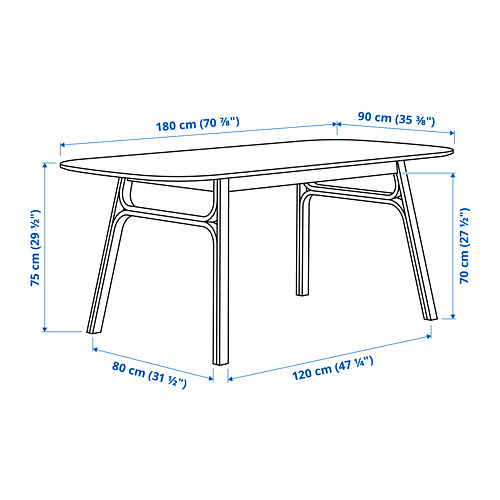 VOXLÖV/ODGER table and 4 chairs