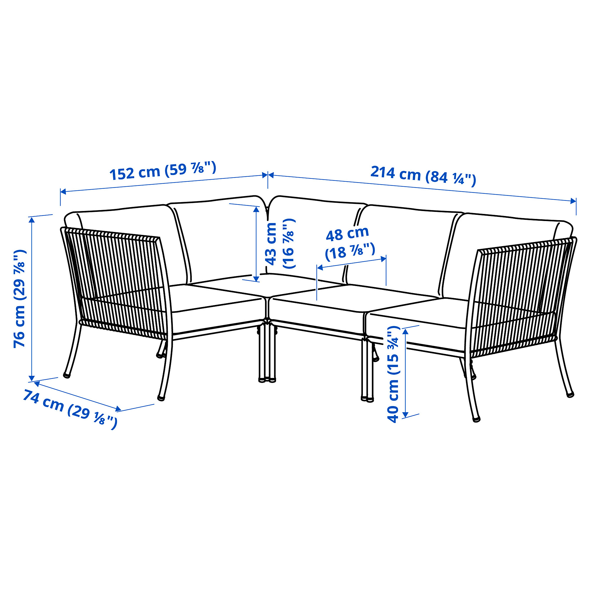 SEGERÖN corner sofa, 3-seat