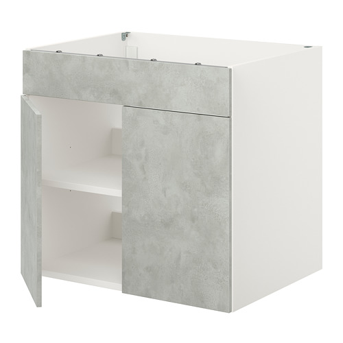 ENHET - 爐具底櫃附門板, 白色/仿混凝土 | IKEA 線上購物 - PE816011_S4