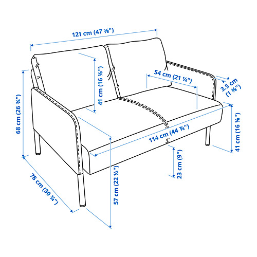GLOSTAD - 雙人座沙發, Knisa 藍色 | IKEA 線上購物 - PE816016_S4