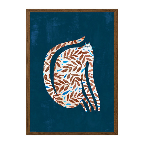 RÖDALM - frame with poster, leaf cat, 50x70 cm | IKEA Taiwan Online - E1001417_S4
