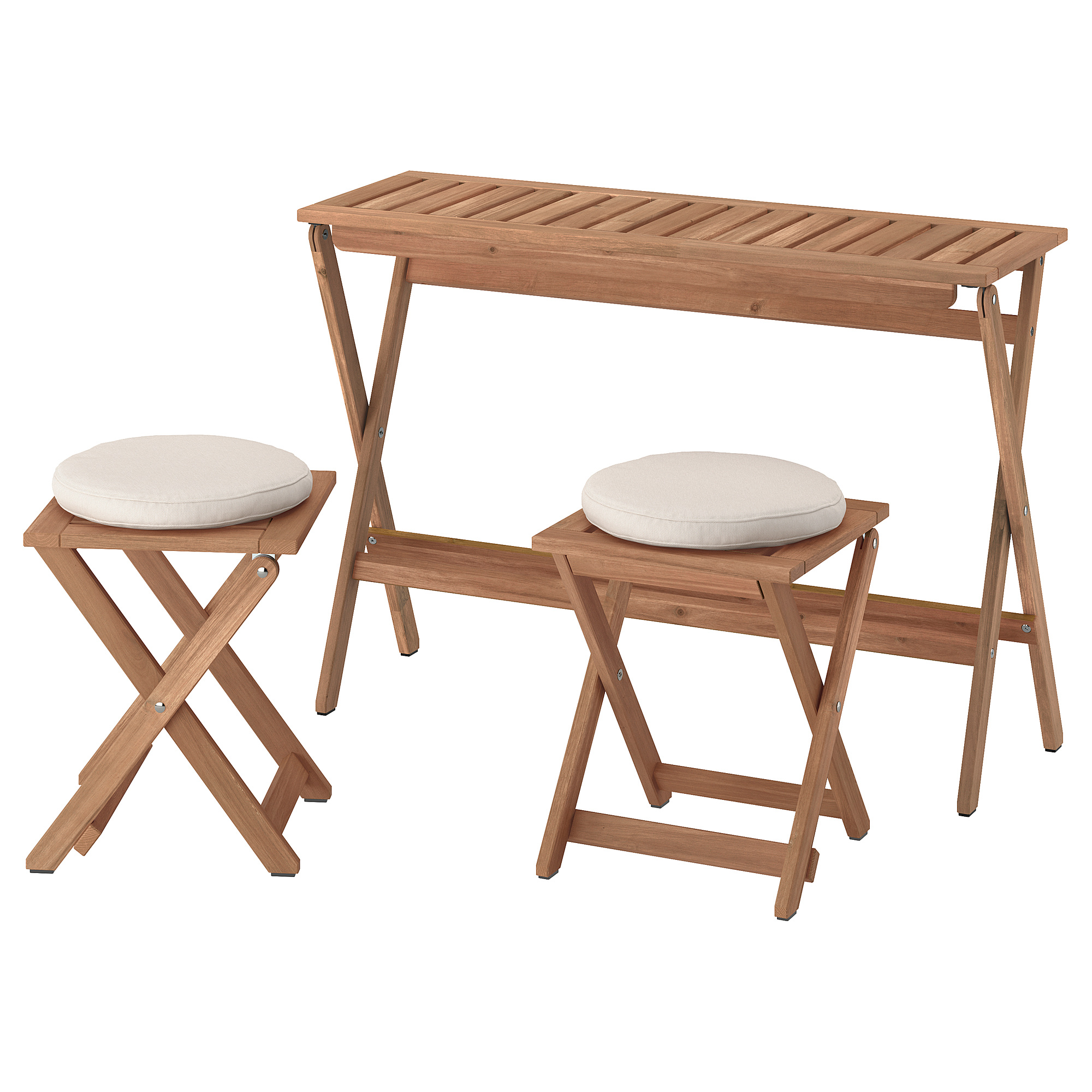 NÄMMARÖ table and 2 stools, outdoor