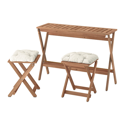 NÄMMARÖ table and 2 stools, outdoor