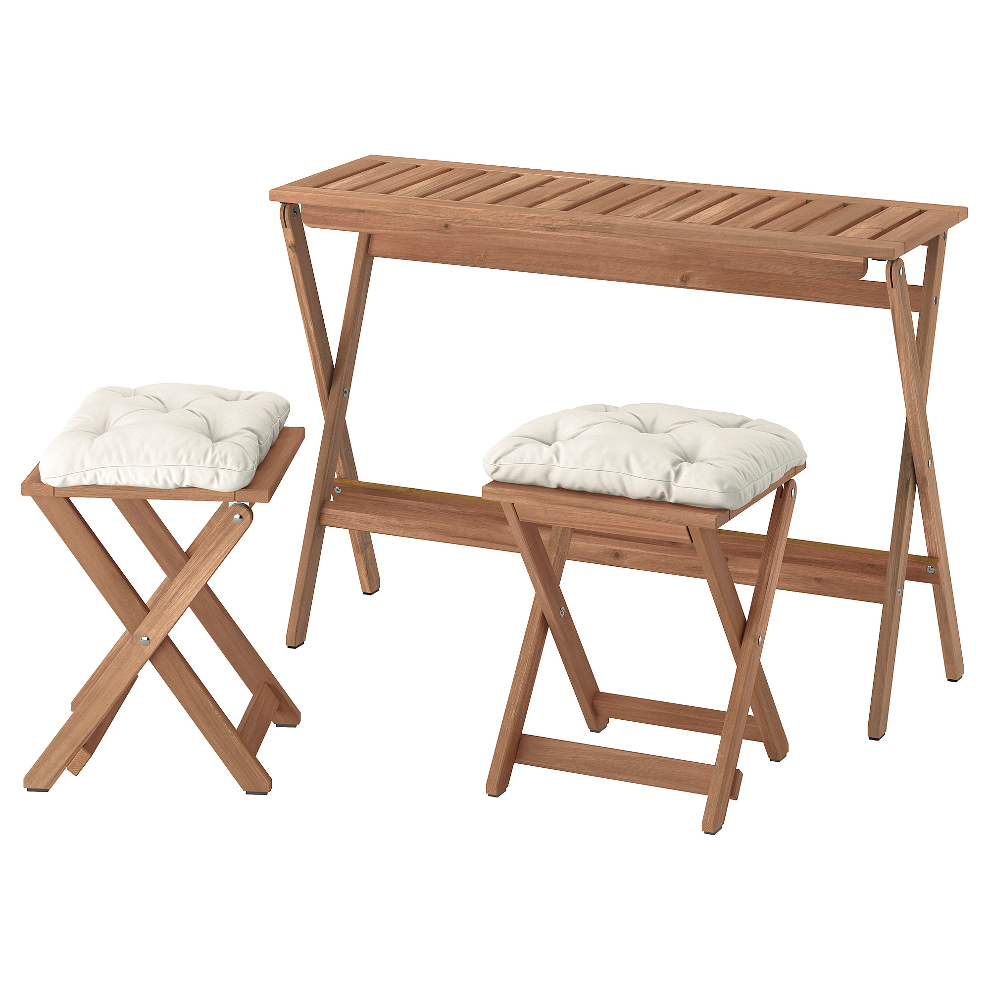 NÄMMARÖ table and 2 stools, outdoor