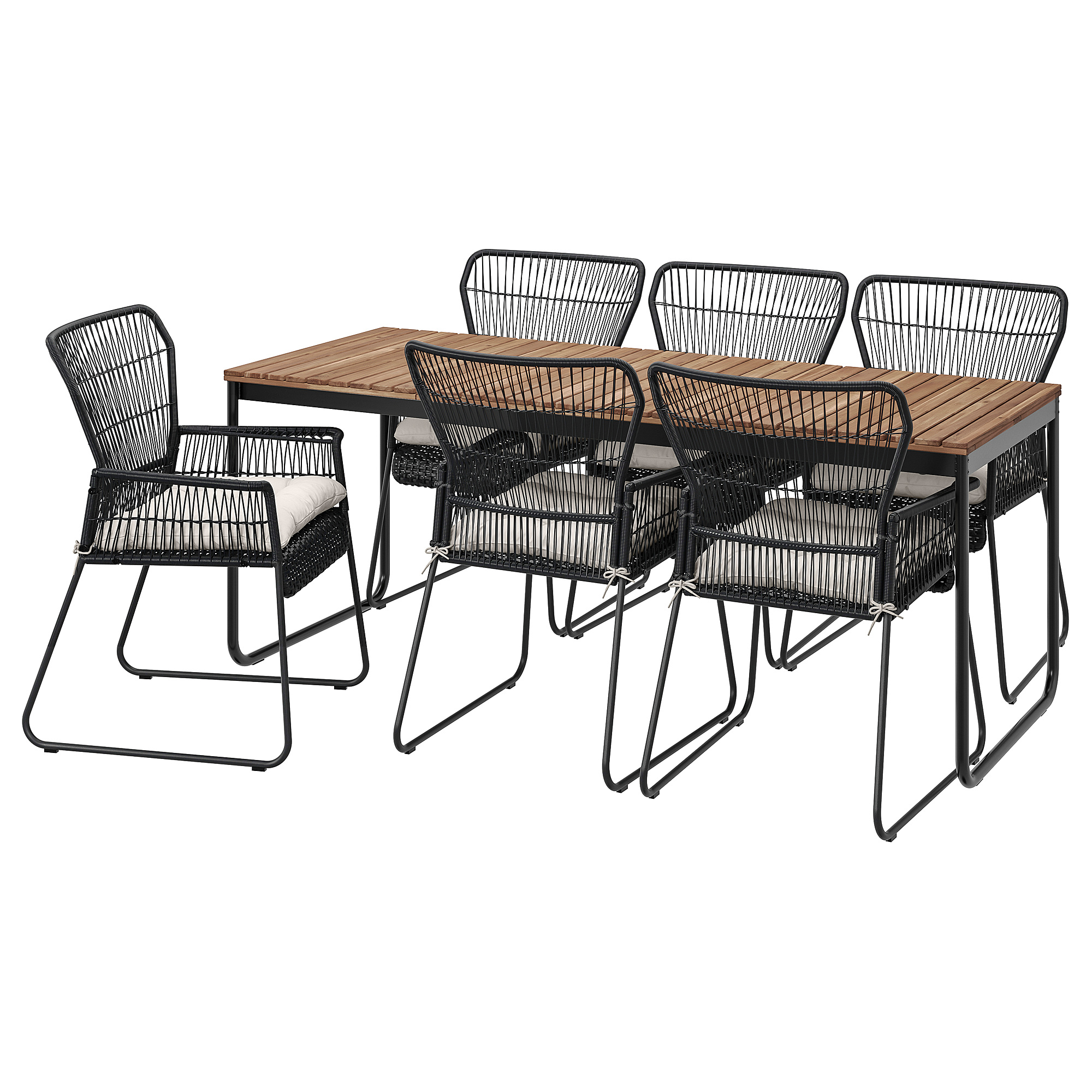 VÄSMAN/TALLSKÄR table+6 chairs w armrests, outdoor