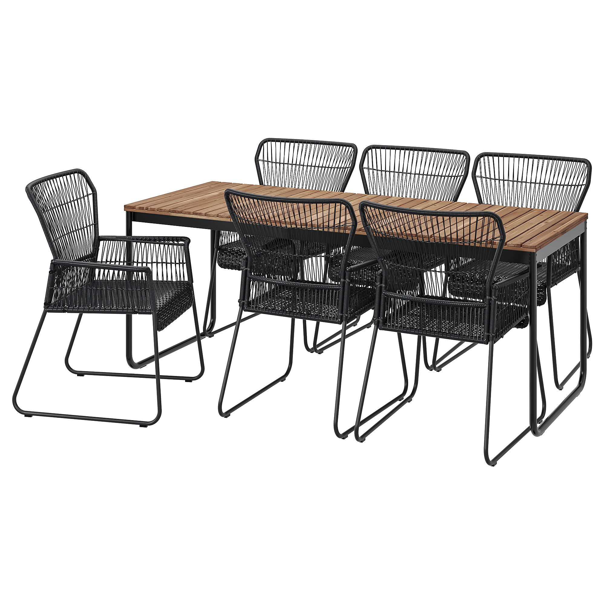 VÄSMAN/TALLSKÄR table+6 chairs w armrests, outdoor