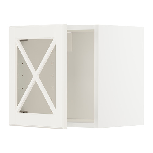 METOD wall cabinet w glass door/crossbar.