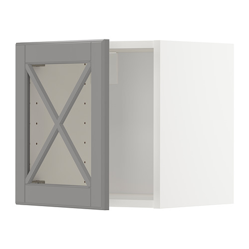 METOD wall cabinet w glass door/crossbar.