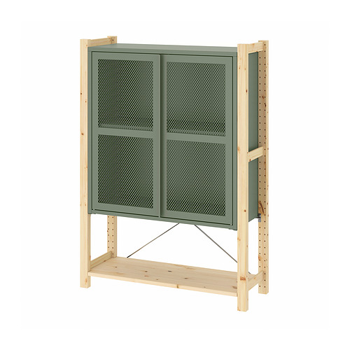 IVAR - 附門收納櫃, 松木/灰綠色 網狀, 89x30x124 公分 | IKEA 線上購物 - PE897736_S4