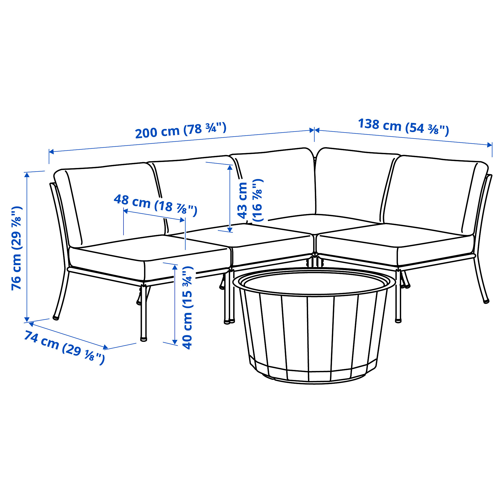 SEGERÖN/LÅGASKÄR 3-seat conversation set