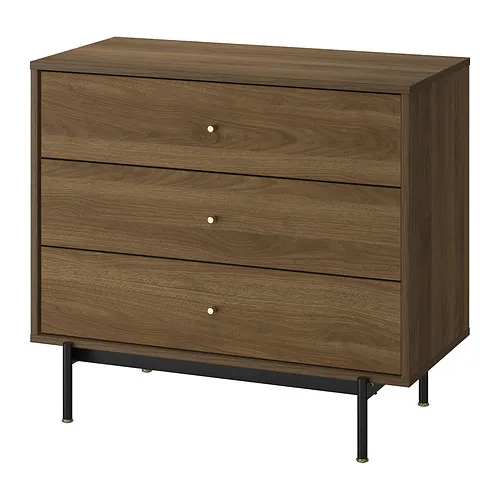 RÅDMANSÖ - 抽屜櫃/3抽, 棕色 胡桃木紋, 90x48x81 公分 | IKEA 線上購物 - PE962857_S4