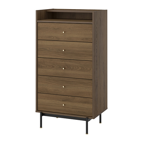 RÅDMANSÖ - 抽屜櫃/5抽, 棕色 胡桃木紋, 70x48x132 公分 | IKEA 線上購物 - PE962858_S4