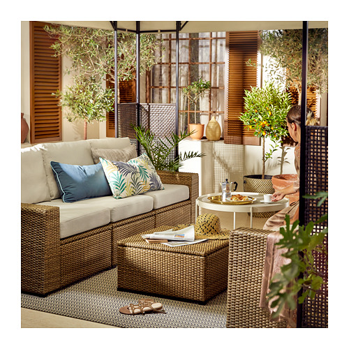 SOLLERÖN - 3-seat modular sofa, outdoor, brown/Frösön/Duvholmen beige | IKEA Taiwan Online - PE721089_S4