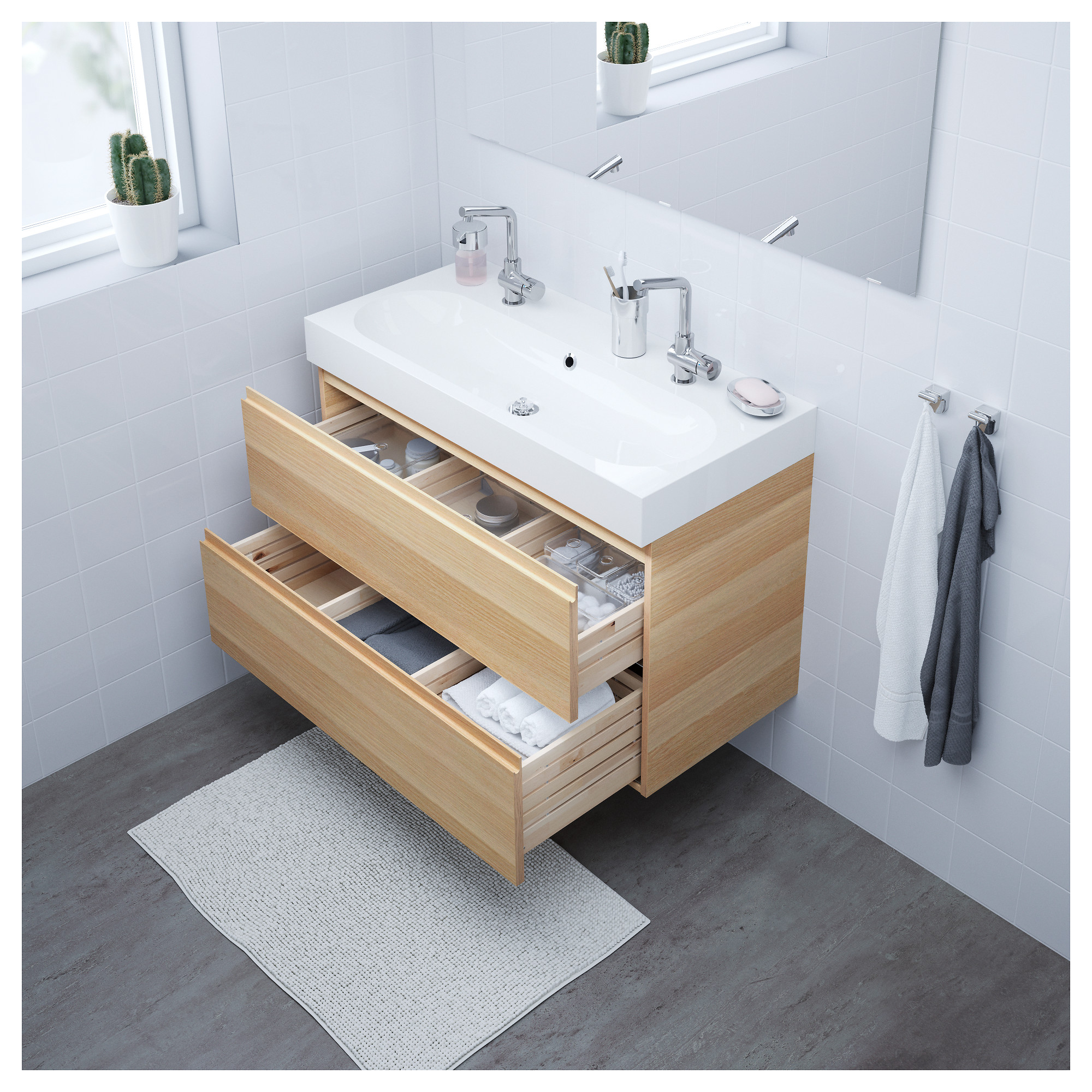GODMORGON/BRÅVIKEN wash-stand with 2 drawers