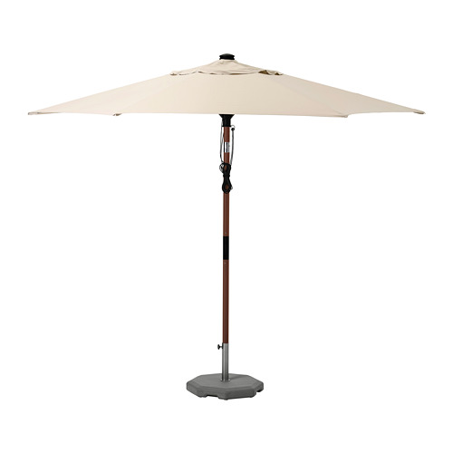 BETSÖ/LINDÖJA - parasol with base, brown wood effect beige/Huvön | IKEA Taiwan Online - PE761842_S4