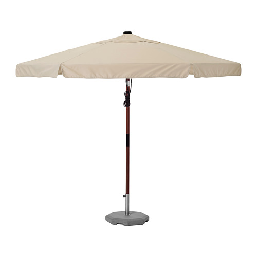 BETSÖ/VÅRHOLMEN - parasol with base, brown wood effect beige/Huvön | IKEA Taiwan Online - PE761845_S4